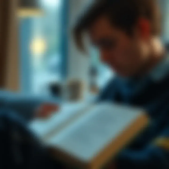 Contemplation and Growth A person reflecting on a quote in a journal