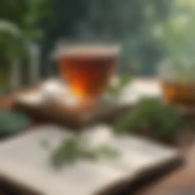 Mindfulness with Herbal Tea A serene setting with herbal tea and a journal illustrating mindfulness