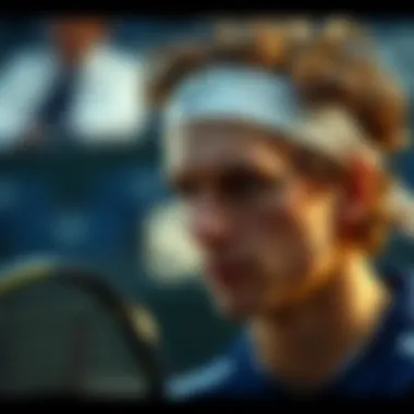 Tennis player focused on the game