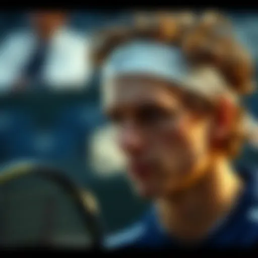 Tennis player focused on the game