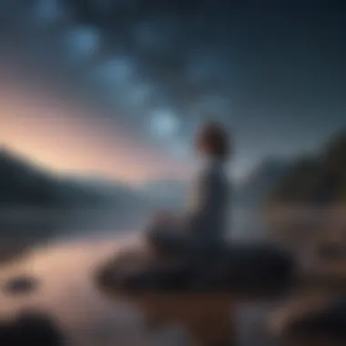 Finding Peace: Meditation Amidst the Stars A serene figure meditating under a starry sky
