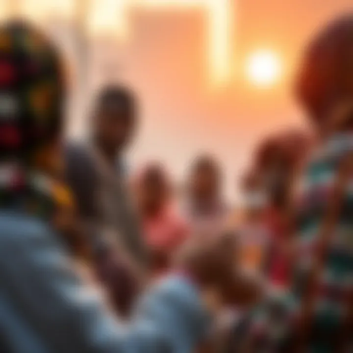 Artistic representation of community and solidarity among migrants