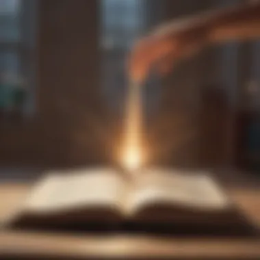 Enlightenment Through Literature An open book with light emanating from its pages, symbolizing enlightenment through literature.