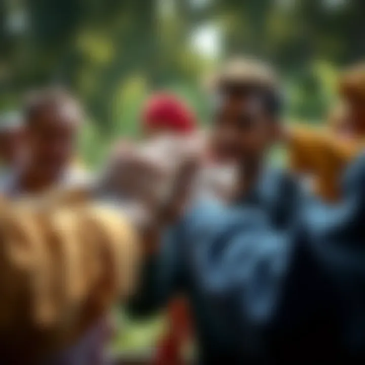 Diverse hands joined together, symbolizing community and support in faith