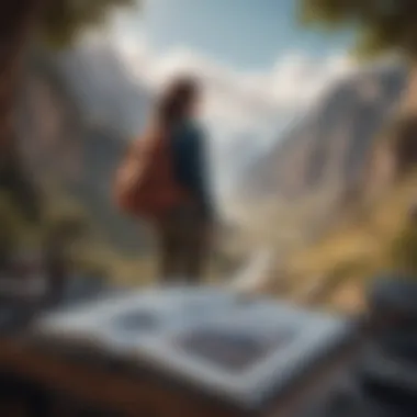 Embracing the Spirit of Exploration A scenic view of a traveler at a remote location, symbolizing freedom and exploration